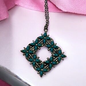 Vintage Bell Trading Post Sterling Silver and Petite Turquoise Pendant Necklace